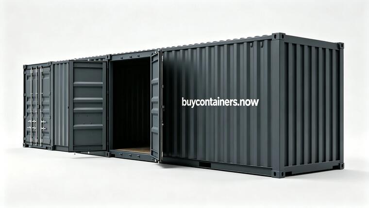 Neuer 20FT Open-Side-Container, anthrazit, Seitentüren geöffnet