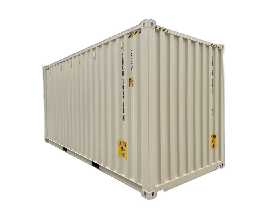 Neuer 20FT High-Cube-Container, beige, Dreiviertelansicht von vorn